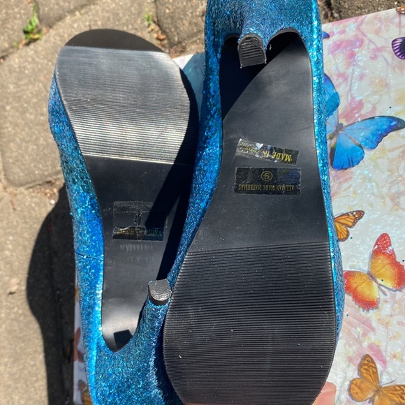 Pleaser Aqua Blue Sequin Heels. Size 8. NEVER WORN! - Picture 7 of 8